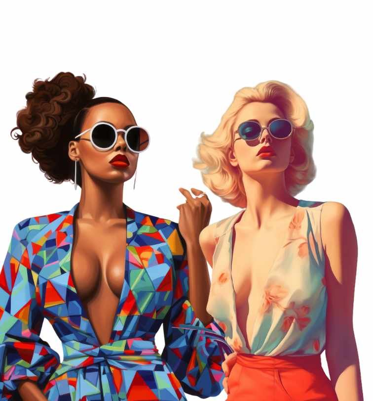 two beautifully dressed women wearing vintage clothing. this image is a image that was created by ai